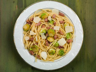 Pancetta and Brussel Sprout Linguine