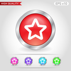 Colored icon or button of star symbol with background