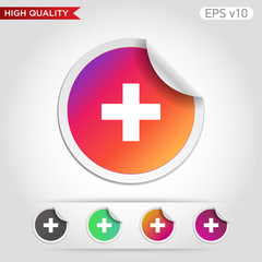 Fototapeta premium Colored icon or button of plus symbol with background