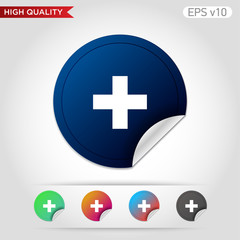Obraz premium Colored icon or button of plus symbol with background