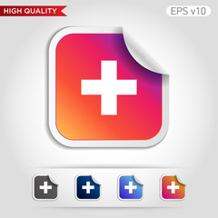 Obraz premium Colored icon or button of plus symbol with background