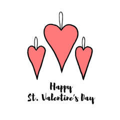Hand drawn horizontal banner for Saint Valentine day, love theme