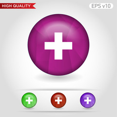 Obraz premium Colored icon or button of plus symbol with background
