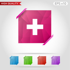 Obraz premium Colored icon or button of plus symbol with background