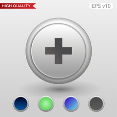 Colored icon or button of plus symbol with background