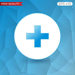 Fototapeta premium Colored icon or button of plus symbol with background