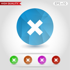 Obraz premium Colored icon or button of delete or cross symbol with background