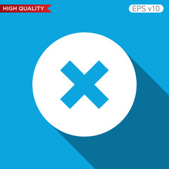 Colored icon or button of delete or cross symbol with background