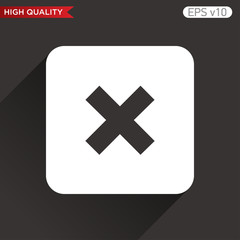 Colored icon or button of delete or cross symbol with background