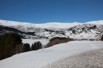 Fototapeta na wymiar Winter landscape west in Norway