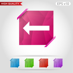 Colored icon or button of left arrow symbol with background