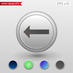 Colored icon or button of left arrow symbol with background