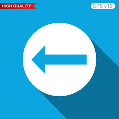 Colored icon or button of left arrow symbol with background