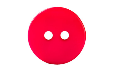 Red sewing button isolated on white