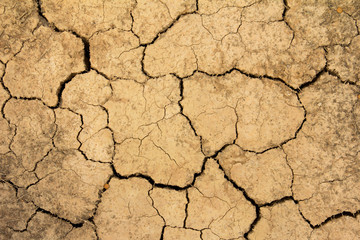 Cracked dry brown soil background, global warming effect