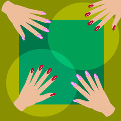 Female hands, hand care, manicure.Vector illustration.