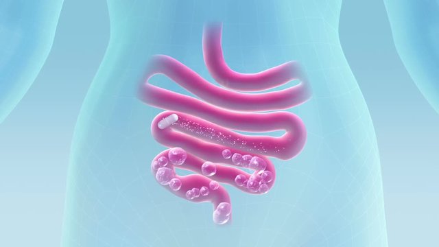 Cure for flatulence. High quality animation of cure for flatulence. Animated pill eliminates flatulence in the body. Include two animations and pill separate mask.