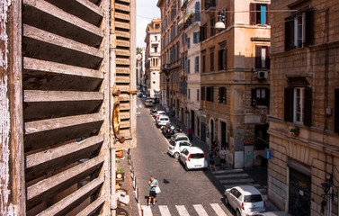 ROME STREETVIEW FROM WINDOW WITH VINTAGE SHUTTER