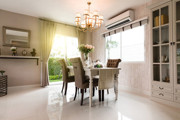 Beautiful room interior with hardwood floors and view of new lux