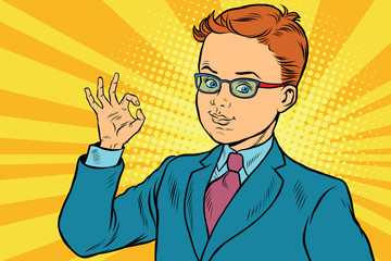 Boy OK gesture