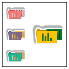 infographic on folder and blank Vector illustration collection in paper sticker style of statistic file and folder