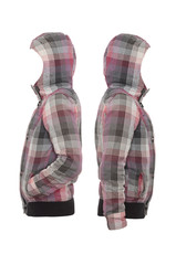 winter checkered pink jacket isolated on white