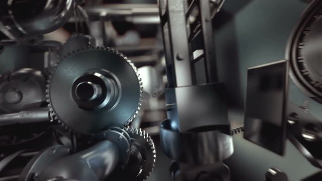 Door opening. High quality animation showing flight in steel mechanisms, and flight in the outside. Next, key opens closed door. Inside three animations: 1.Main animation, 2.Opening door sequence with