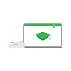 Flat design colorful vector illustration concept for distance education. Isolated on bright background.