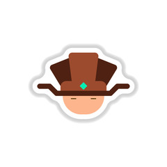 Vector illustration of Chinese new year celebration in paper sticker style Chinese man face in traditional headdress