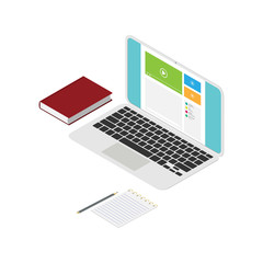 Flat design. Concept online learning for web banners. Vector illustration. Isometric.