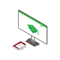 Flat design. Concept online learning. Vector illustration. Isometric.