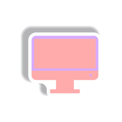 Vector illustration in paper sticker style tv monitor