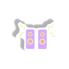 Vector illustration in paper sticker style loudspeakers