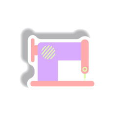 Vector illustration in paper sticker style retro sewing machine