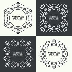 Set of monogram line vintage frames