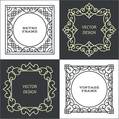 Set of monogram line vintage frames