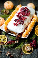 Tangerine cake with chocolate by New year
