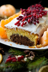 Tangerine cake with chocolate by New year
