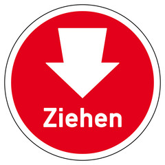 tkz2 TürKennZeichnung tkz - rsr6 RoundSignRed rsr - sign: button icon - Türkennzeichnung / Türschild mit Pfeil - Ziehen - rot - rund xxl g4951