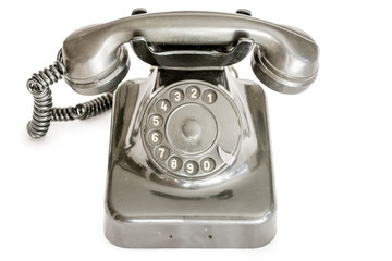 Freigestelltes altes Telefon mit W&auml;hlscheibe