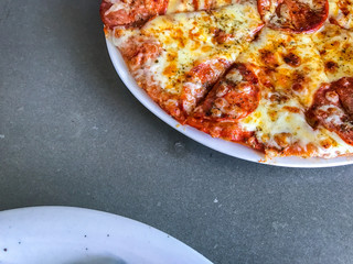 Pepperoni pizza on the table