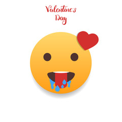 Valentines Day emoticon. In love emoji