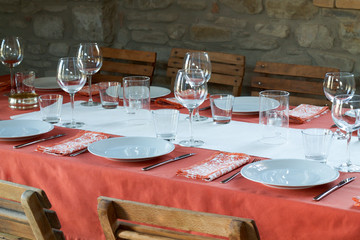 details of table set in rustic setting