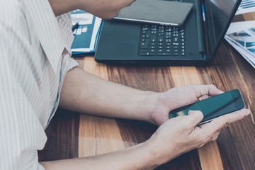 business technology concept,Business people hands use smart phon