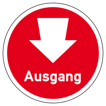 tkz4 T&uuml;rKennZeichnung tkz - rsr7 RoundSignRed rsr - sign: button icon - T&uuml;rkennzeichnung / T&uuml;rschild mit Pfeil - Ausgang - rot - rund xxl g4953