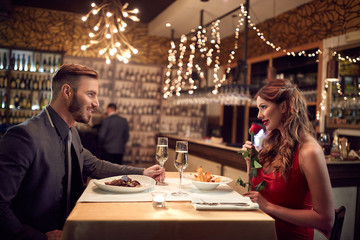 Celebration of Valentine's day in restaurant