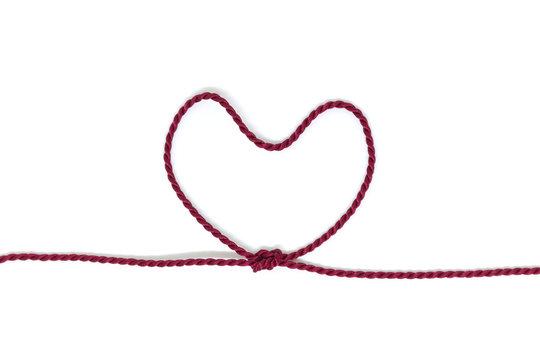 Heart Shaped Knot on a rope on white background
