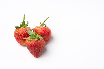 Red strawberry on white background