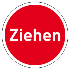 tkz6 TürKennZeichnung tkz - rsr8 RoundSignRed rsr - sign: button icon - Türkennzeichnung / Türschild - Ziehen - rot - rund xxl g4955