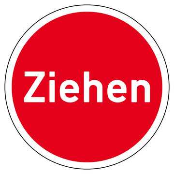 tkz6 T&uuml;rKennZeichnung tkz - rsr8 RoundSignRed rsr - sign: button icon - T&uuml;rkennzeichnung / T&uuml;rschild - Ziehen - rot - rund xxl g4955